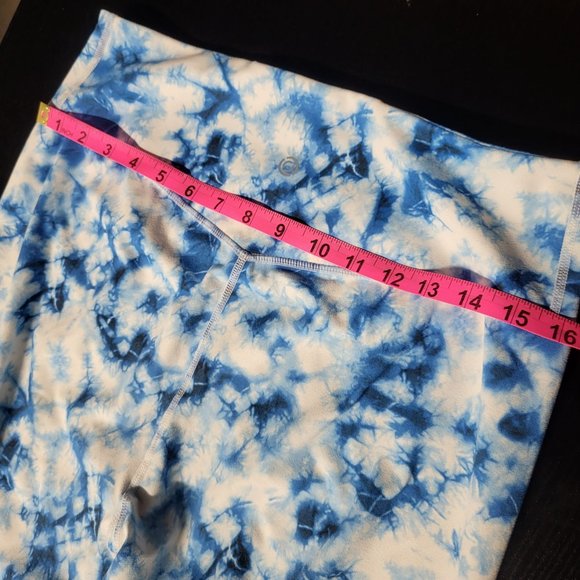 Core IO Women's Athletic Leggings, Blue/ White Watercolor, Large - Picture 7 of 8